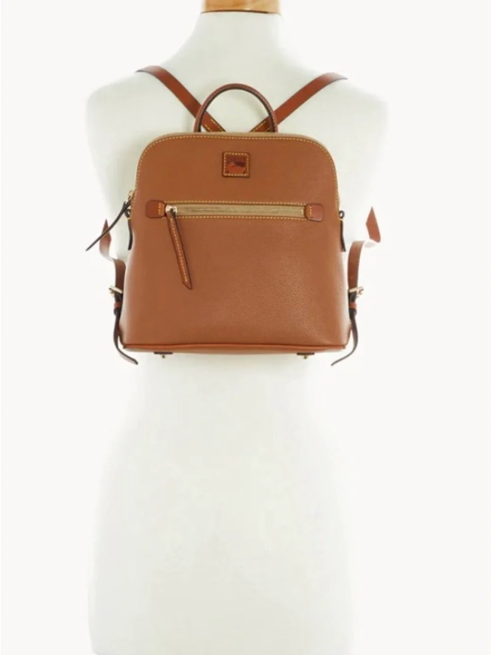 Dooney & Bourke Black Backpack with Brown Trim and Gold Hardware